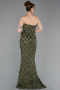 Robe De Soirée Squameuse Longue Kaki ABU5701