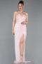 Robe De Soirée Dantelle Longue Poudre ABU5770