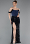 Robe de Soirée Longue Bleu Marine ABU6087