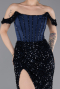 Robe de Soirée Longue Bleu Marine ABU6087