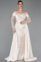 Robe De Soirée Perlé Longue Beige ABU5934