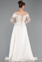 Robe De Soirée Perlé Longue Beige ABU5934