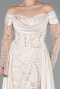 Robe De Soirée Perlé Longue Beige ABU5934