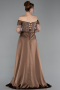Robe De Soirée Perlé Longue Brun ABU5934