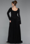 Robe de Soirée Longue Mousseline Noir ABU6088