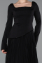 Robe de Soirée Longue Mousseline Noir ABU6088