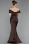 Robe Queue de Poisson Longue Satin Brun ABU6090