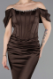 Robe Queue de Poisson Longue Satin Brun ABU6090