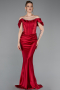 Robe Queue de Poisson Longue Satin Rouge ABU6090