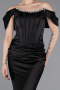 Robe Queue de Poisson Longue Satin Noir ABU6090