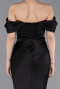 Robe Queue de Poisson Longue Satin Noir ABU6090