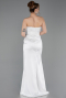 Robe de Soirée Longue Satin Blanc ABU6091
