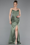 Robe de Soirée Longue Satin Turquoise ABU6091