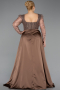 Robe De Fiançailles Grande Taille Perlé Longue Brun ABU4761