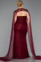 Robe De Soirée Grande Taille Longue Dantelle Rouge Bordeaux ABU6070