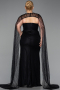 Robe De Soirée Grande Taille Longue Dantelle Noir ABU6070