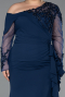 Robe Grande Taille Longue Mousseline Bleu Marine ABU5895