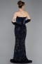Robe de Soirée Longue Squameuse Bleu Marine ABU6041