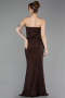 Robe de Soirée Longue Dantelle Brun ABU6089