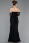 Robe de Soirée Longue Dantelle Noir ABU6089
