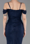 Robe de Soirée Longue Dantelle Bleu Marine ABU6085