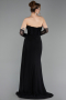 Robe De Soirée Mousseline Longue Noir ABU5791