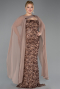Robe de Soirée Grande Taille Longue Squameuse Cuivre ABU5794