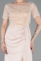Robe de Soirée Longue Dantelle Beige ABU6100