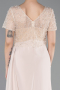 Robe de Soirée Longue Dantelle Beige ABU6100