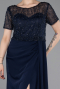 Robe de Soirée Longue Dantelle Bleu Marine ABU6100