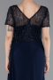 Robe de Soirée Longue Dantelle Bleu Marine ABU6100