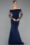 Robe de Soirée Longue Bleu Marine ABU6101