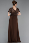 Robe de Soirée Longue Dantelle Brun ABU6100