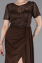 Robe de Soirée Longue Dantelle Brun ABU6100