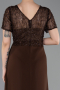 Robe de Soirée Longue Dantelle Brun ABU6100