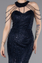 Robe de Soirée Longue Perlé Bleu Marine ABU6073