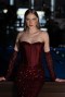 Robe de Soirée Longue Squameuse Rouge Bordeaux ABU6041