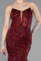 Robe de Soirée Longue Perlé Rouge Bordeaux ABU6080