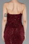 Robe de Soirée Longue Perlé Rouge Bordeaux ABU6080