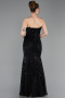 Robe de Soirée Longue Perlé Noir ABU6080