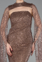 Robe de Soirée Longue Perlé Cuivre ABU6104