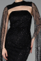 Robe de Soirée Longue Perlé Noir ABU6104