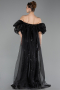 Robe de Soirée Longue Squameuse Noir ABU6099