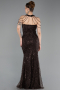Robe de Soirée Longue Perlé Brun ABU6073
