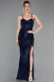 Robe de Soirée Longue Bleu Marine ABU6106