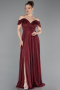 Robe de Soirée Longue Rouge Bordeaux ABU6107