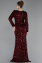 Robe De Soirée Squameuse Longue Rouge Bordeaux ABU4329