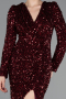 Robe De Soirée Squameuse Longue Rouge Bordeaux ABU4329