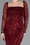 Robe De Soirée Perlé Longue Rouge Bordeaux ABU5699