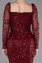 Robe De Soirée Perlé Longue Rouge Bordeaux ABU5699